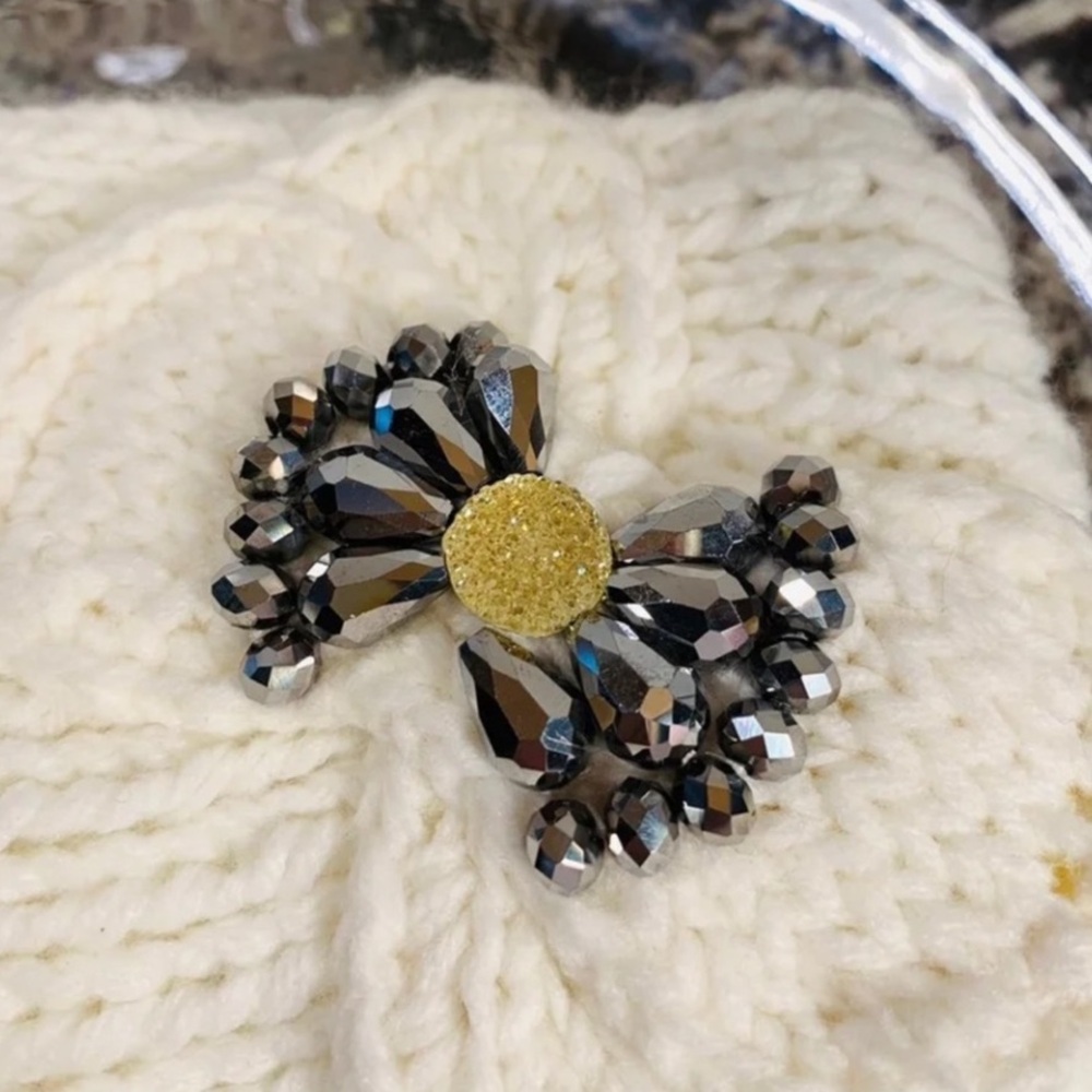 C C Knit headband Knit Earmuff with Beaded Details